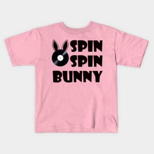 SpinSpinBunny Main Square Logo - Black Lettering Kids T-Shirt